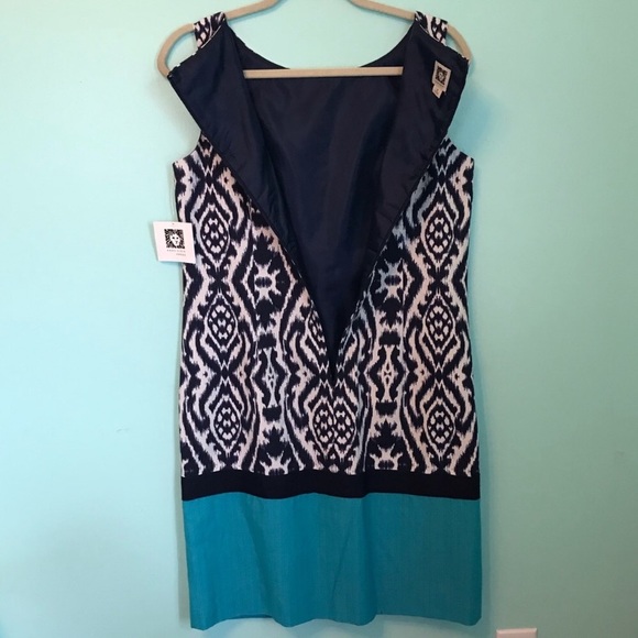 NWT Anne Klein Blue Ikat Sheath Dress Size 8 - Picture 4 of 5